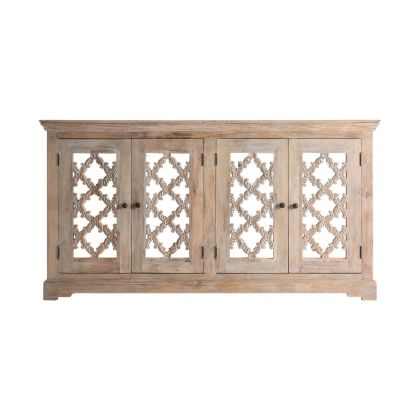 Aparador Natural Decape Madera y Espejo, 180 Cm