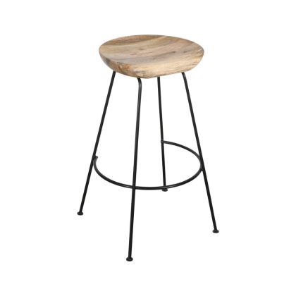 Taburete Alto Madera Mango Metal, 44 Cm