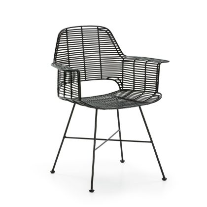Silla 67x56x83 Mimbre/Metal Negro