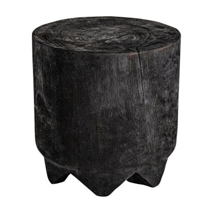 Mesa Auxiliar Madera Suar Negra Tronco, 50 Cm