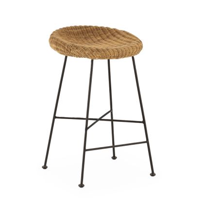 Taburete 50x48x73 Metal/Mimbre -- Negro/Natural