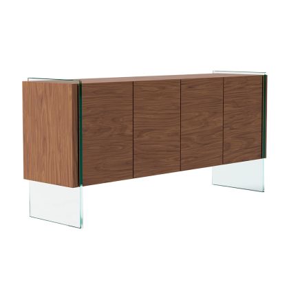 Aparador Moderno Nogal Lateral Cristal, 170 Cm