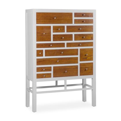 18-Drawer Chest Brown White Wood, 100 cm