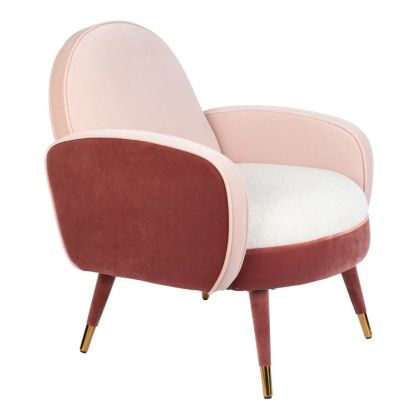 Sillón Tejido Madera Blanco Rosa, 80 Cm