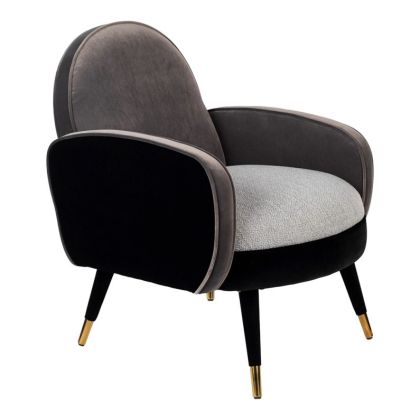 Sillón Sam Art Decó Negro Tejido Metal Oro