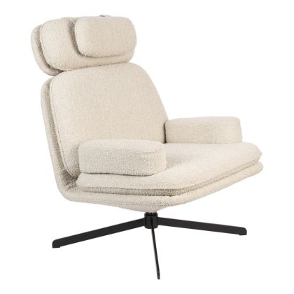 Sillón Giratorio Tyler Tejido Acero Blanco Negro
