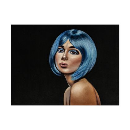 Lienzo Mujer Azul  Busto Moderno, 120 Cm