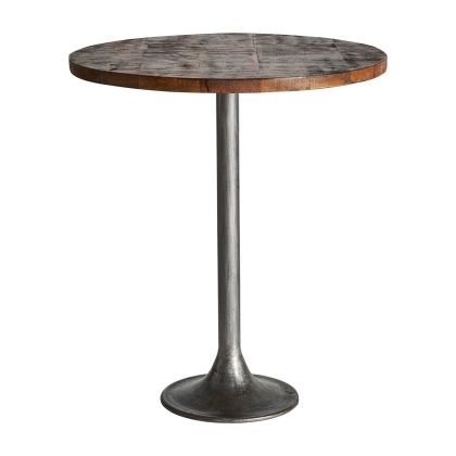 Mesa Bar Madera Marrón Pie Hierro Gris, 75 Cm