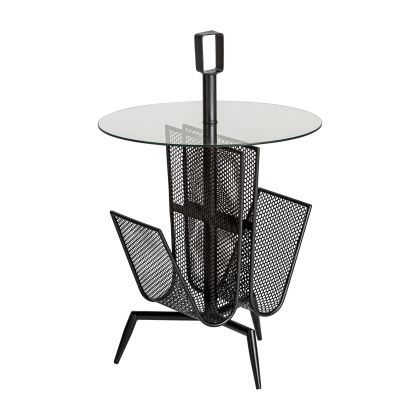 Glass and Iron Side Table, 45 Cm