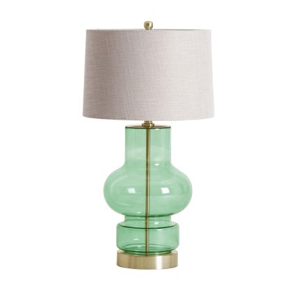 Lámpara de Sobremesa Estilo Art Decó Vidrio Hierro Verde, 76 Cm
