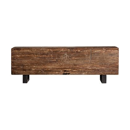 Banco en madera de mango marrón y hierro negro.