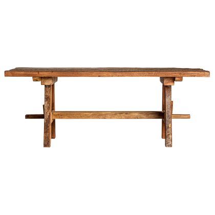 Banco en madera de mango reciclada marrón.