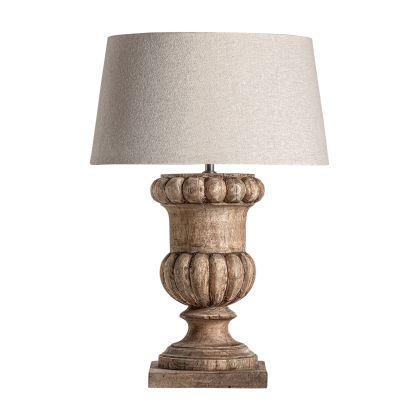 Lámpara De Sobremesa Madera Natural Tejido Crema, 45Cm