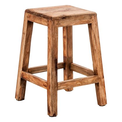 Taburete SAURIS Madera Tonos Marrón Envejecido, 48 Cm