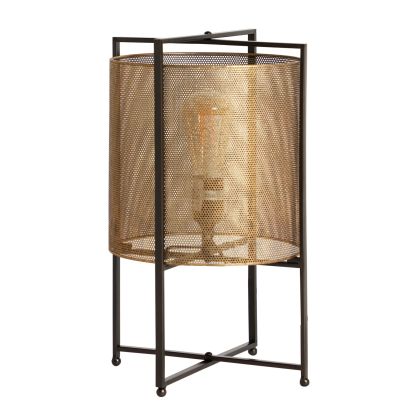 Lámpara De Sobremesa Industrial Metal Oro Negro 25Cm