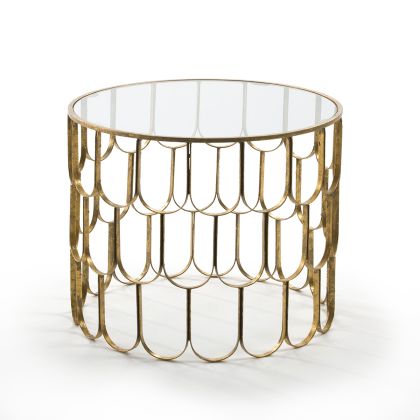Side Table 54x54x43 Glass/Gold Metal