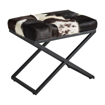 Pie De Cama Metal Negro Piel Negro Blanco, 53 Cm
