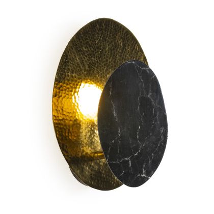 Wall Lamp 26x12x33 Metal/Artificial Marble Gold/Black