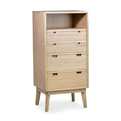 Scandi Tall Chest of 4 Drawers Wood, 60 cm