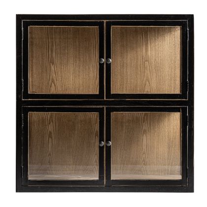 Vitrina Modular Madera Pino Negro 2 Puertas 85x40x85 Cristal 