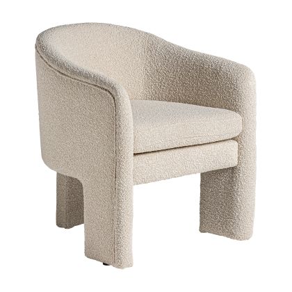 Sillón 69x67x77 Pino Algodón Bouclé Blanco Roto