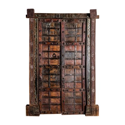 Puerta PEIGIE Madera Marrón Envejecido Hierro, 198 Cm