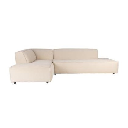 Sofá con ChaiseLongue Izquierdo 3 plazas Fat Freddy Rib Estilo Nórdico Tejido Beige Madera Pino, 308 Cm