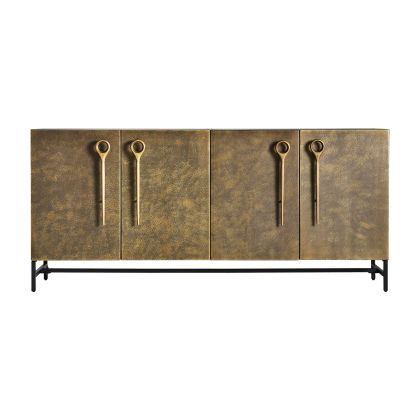 Buffet Herro Oro Viejo Metal Negro 4 Puertas, 180 Cm