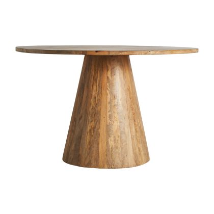Mesa Comedor Mango Marrón pie Piramidal Redonda, 120 Cm