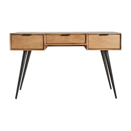 Escritorio Mango Natural Hierro 3 Cajones, 132 Cm