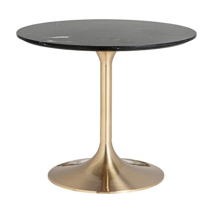 Mesa Bar Acero Oro Porcelánico Negro Redonda, 76 Cm