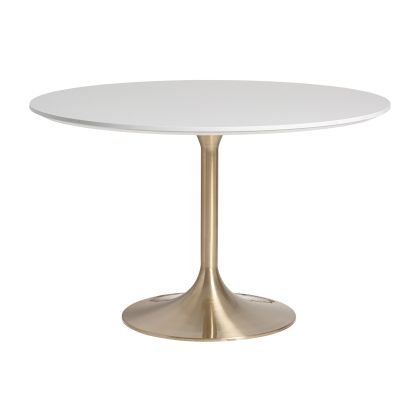 Round Porcelain Dining Table Grey Gold Steel, 120 Cm