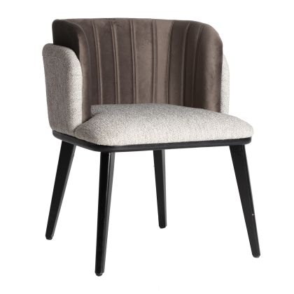 Silla Madera Caucho Tejido Gris Camel, 79 Cm