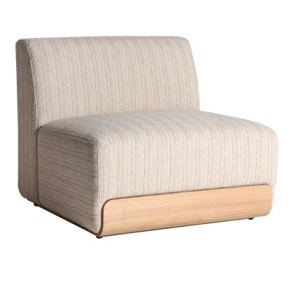 Sofá Módulo Madera Natural Tejido Beige, 90 Cm