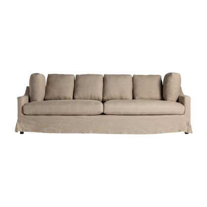 Sofá Madera Tejido Beige 5 Plazas, 280 Cm