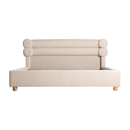 Cama moderna tejido blanco bouclé