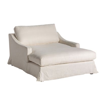 Sofá Longue Madera Pino Tejido Blanco Roto, 172 Cm