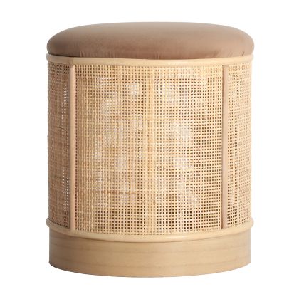 Reposapiés Larvik Terciopelo Ratán Madera Pino, 37 Cm