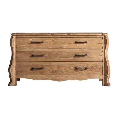 CÓMODA Madera Olmo Natural 3 Cajones, 137 Cm