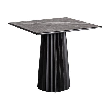 Mango Wood Bar Table Black Plisé Matte Marble, 75 Cm