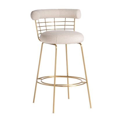 Taburete Hierro Oro Lino Blanco Roto Home, 98 Cm