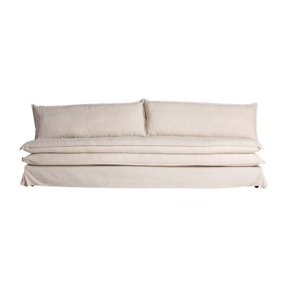 Sofá Madera Pino Tejido Blanco 3 Plazas, 230 Cm