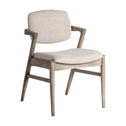 Silla Madera Fresno Lino Beige Home, 80 Cm