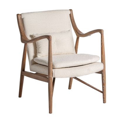 Sillón Curvo Fresno Tejido 76X73X84 Blanco Roto 