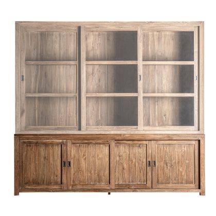 Vitrina Teka Reciclada Natural Artesano 4 Puertas, 240 Cm