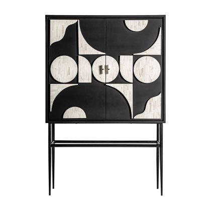ARMARIO ATHY Hierro Hueso Blanco Negro, 151 Cm