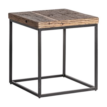 Mesa Auxiliar Mango Recuperada Tonos Marrón Hiero Negro, 61 Cm