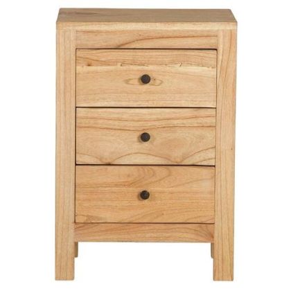 Mindi Nightstand 3 Natural Drawers, 66 Cm