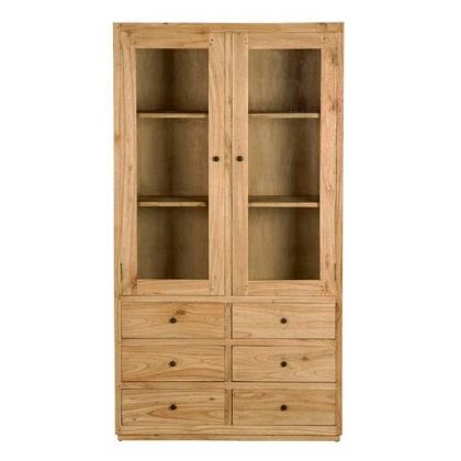 Vitrina Cristal Madera Mindi Natural 100x40x185 Cm
