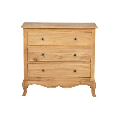 3-Drawer Chest Natural Mindi Wood, 90x40x85 Cm